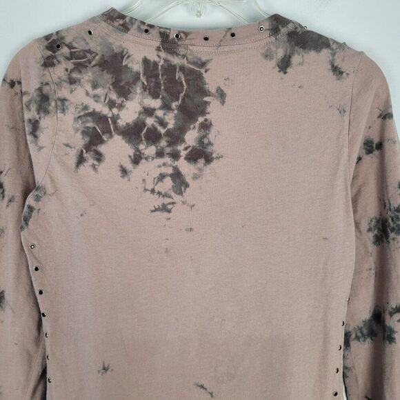 Affliction American Customs Harlow Long Sleeve Top Cutout Studded Tan Size M - Picture 6 of 12